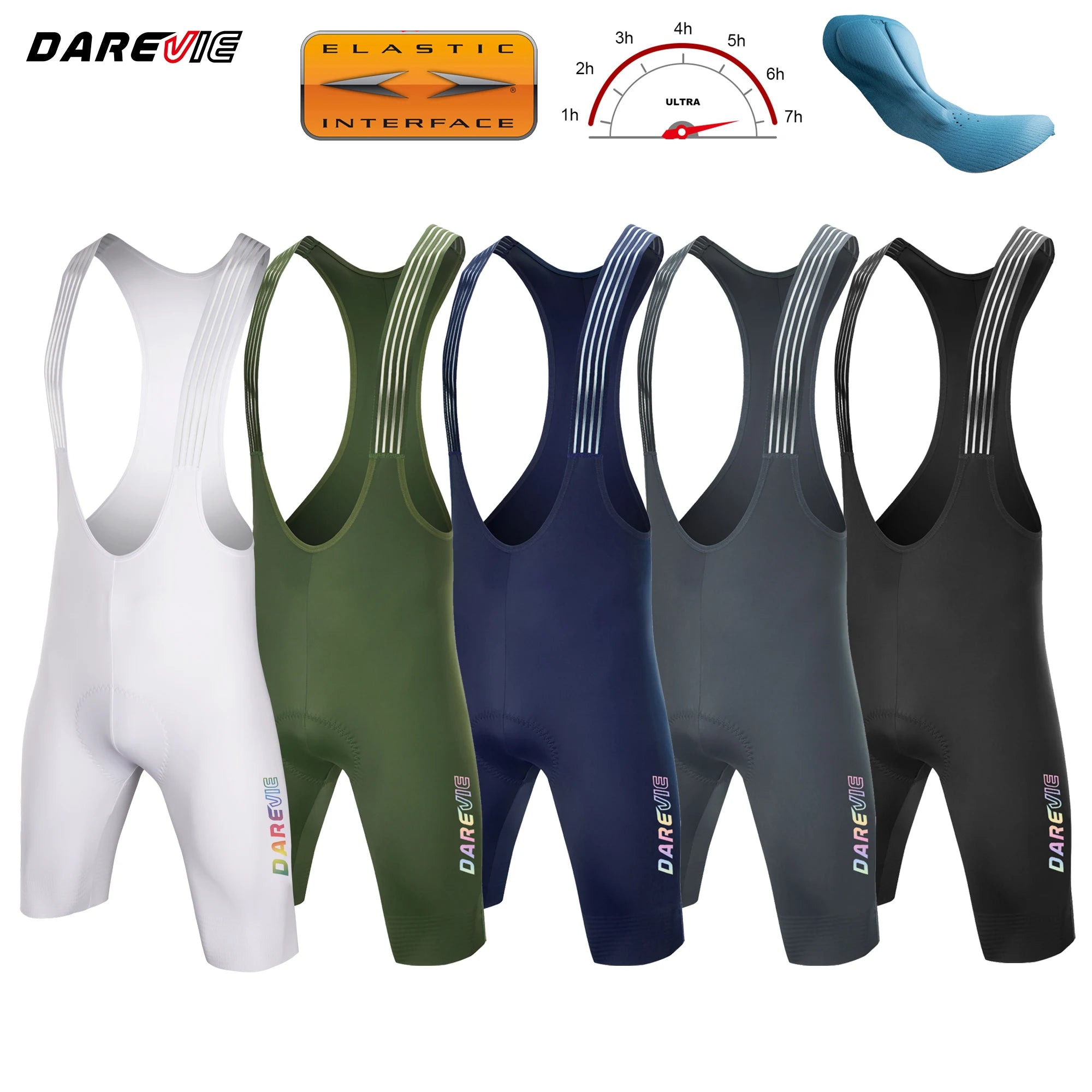 DAREVIE Cycling Bib Shorts Seamless 4.0 Italy ELASTIC-INTERFACE Pad Cycling Shorts Diamond Leg Gripper Men's Bretelelle Shorts Ürün ana görseli
