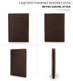 Retro Leather Passport Cover RFID Blocking For Cards Travel Passport Wallet Document Organizer Case With 1 Pen Holder Men Women