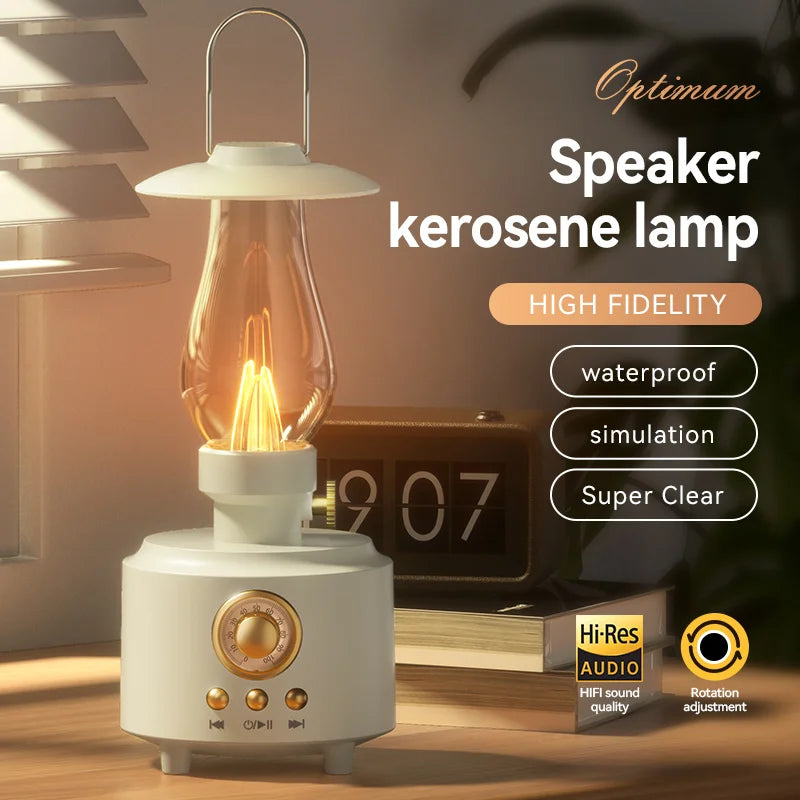 Retro Lamp Style Wireless Bluetooth Speaker with Portable FM Radio and USB Port Bluetooth 5.3 Suitable for Camping Home Decor