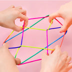Rainbow Cats Cradle String 1.6M/63 Inch Long Rainbow Colourful Finger Rope Chinese Finger String Games Toy for Kids
