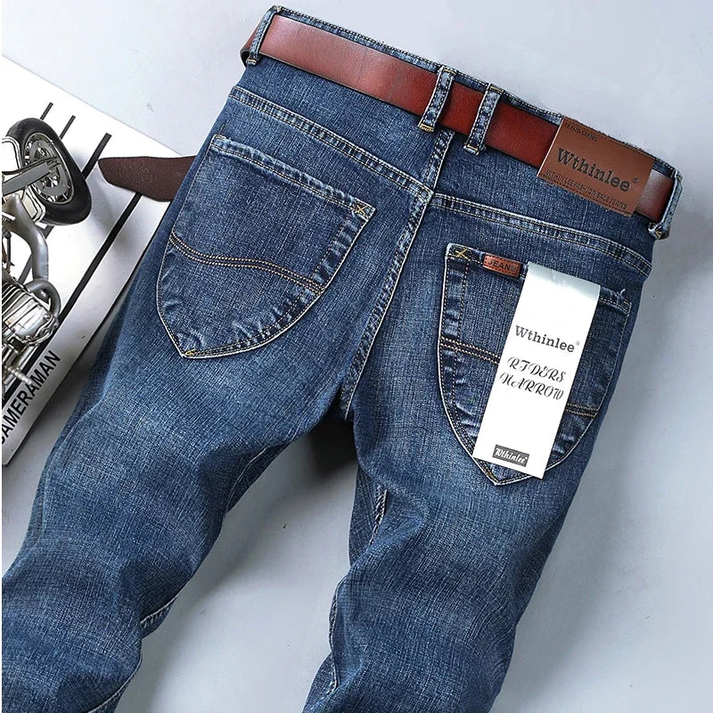 WTHINLEE Business Men's Jeans Casual Straight Stretch Fashion Classic Blue Work Denim Trousers Male Brand Clothing Size 28-40 Secondary image