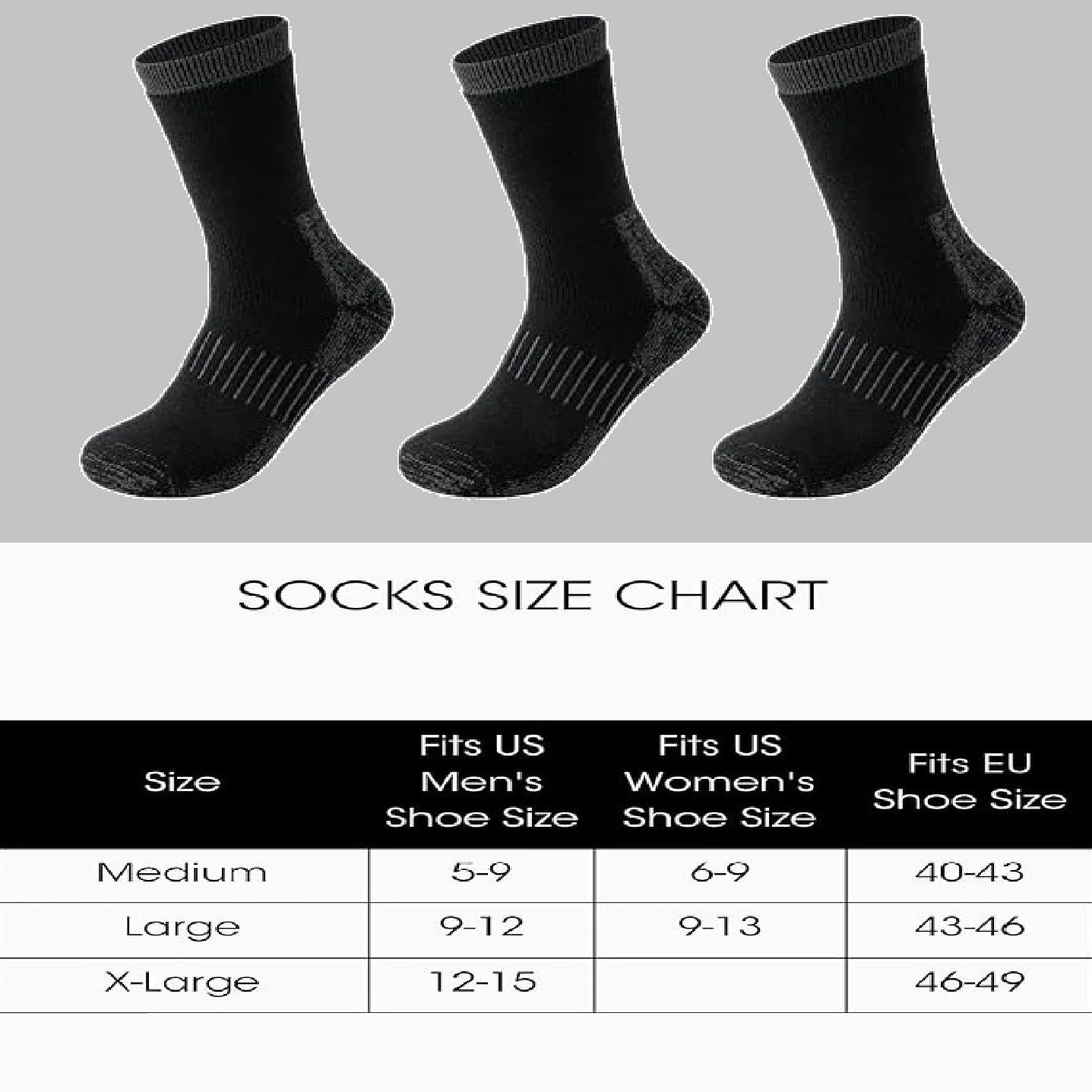 Merino Wool Thermal Socks, Suitable for Both Men and Women, 3 Pairs of Fully Cushioned Winter Boot Socks, Suitable for Hiking and Working in Cold Weather