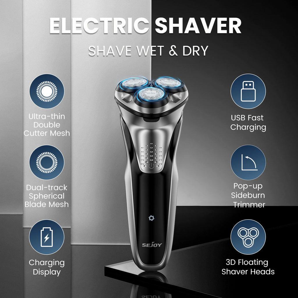 Electric Shaver for Men,Wet & Dry Shave Hair Trimmer,Waterproof  for Men Cordless Razor with Pop up Trimmer Precision Trimmer