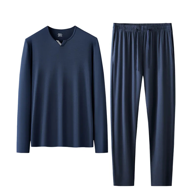 Men Pajamas Set Ultra Fine Tencel Modal Spring and Summer Comfort Loungwear Luxury Men Pajamas Ürün ana görseli