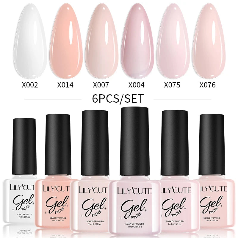 LILYCUTE 6PCS Gel Nail Polish Set Summer Neon Nail Gel Kits For DIY Nail Vernis Semi Permanent UV Lamp Gellak Nail Varnish Set