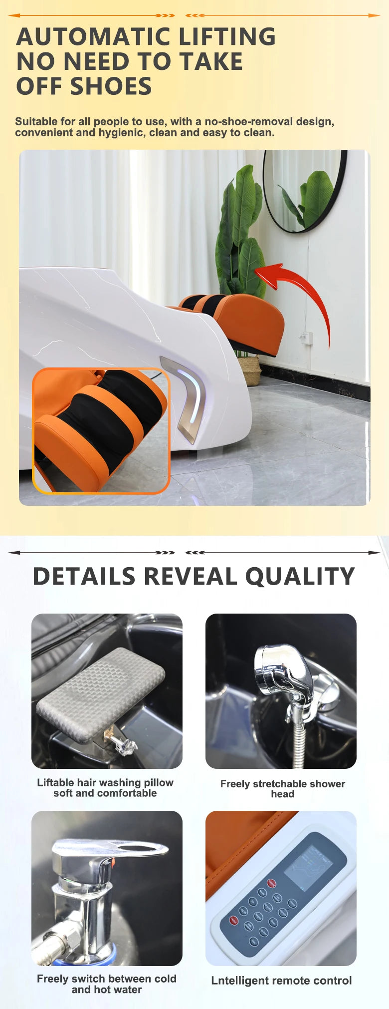 Luxury Electric Massage Head Spa Therapy Hair Salon Washing Shampoo Bed