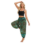 Women's Boho Wide Leg Harem Pants Adult High Waist Yoga Loose Lantern Pants Breathable Beach Trousers Vacation Printed Jagger