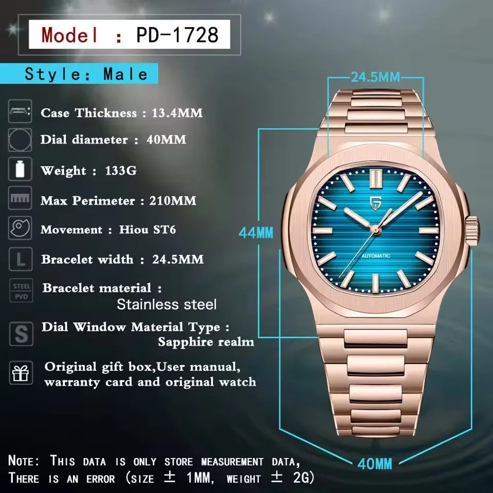PAGANI DESIGN New Sporty Elegance Mechanical Watch Sapphire Seagull ST16 Movt Man watch Stainless Steel Luminous Men's Watches