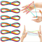 Rainbow Cats Cradle String 1.6M/63 Inch Long Rainbow Colourful Finger Rope Chinese Finger String Games Toy for Kids