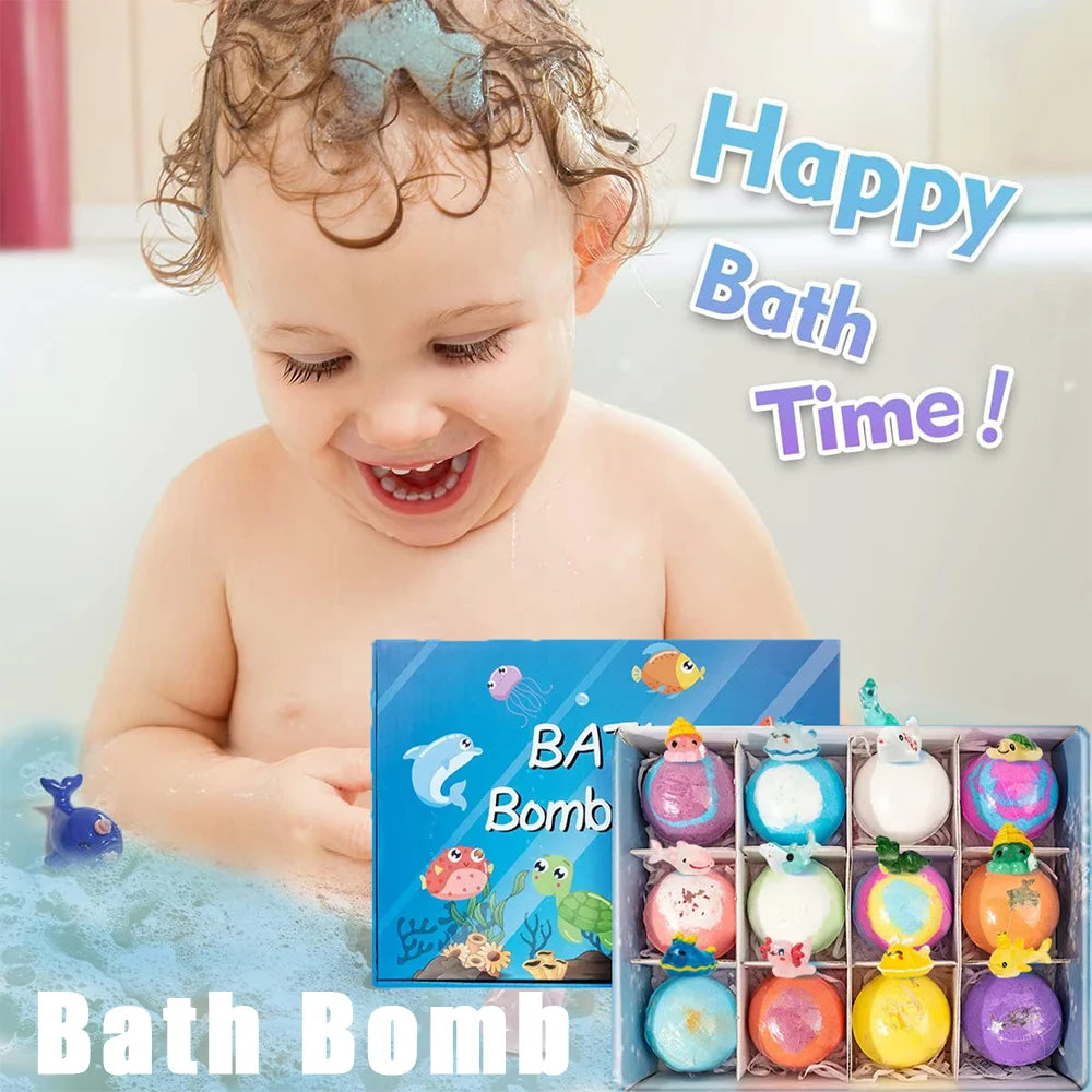 Kids Ocean Bath Salt Set with Surprise Toys Inside 12 Pack Organic Safe Bubble Baths Salt Ürün ana görseli