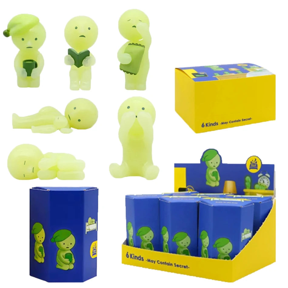 A Multiple Series Noctilucent Green Doll Blind Mystery Box Action Figures Decoration Desktop Model Toy For Gift Surprise