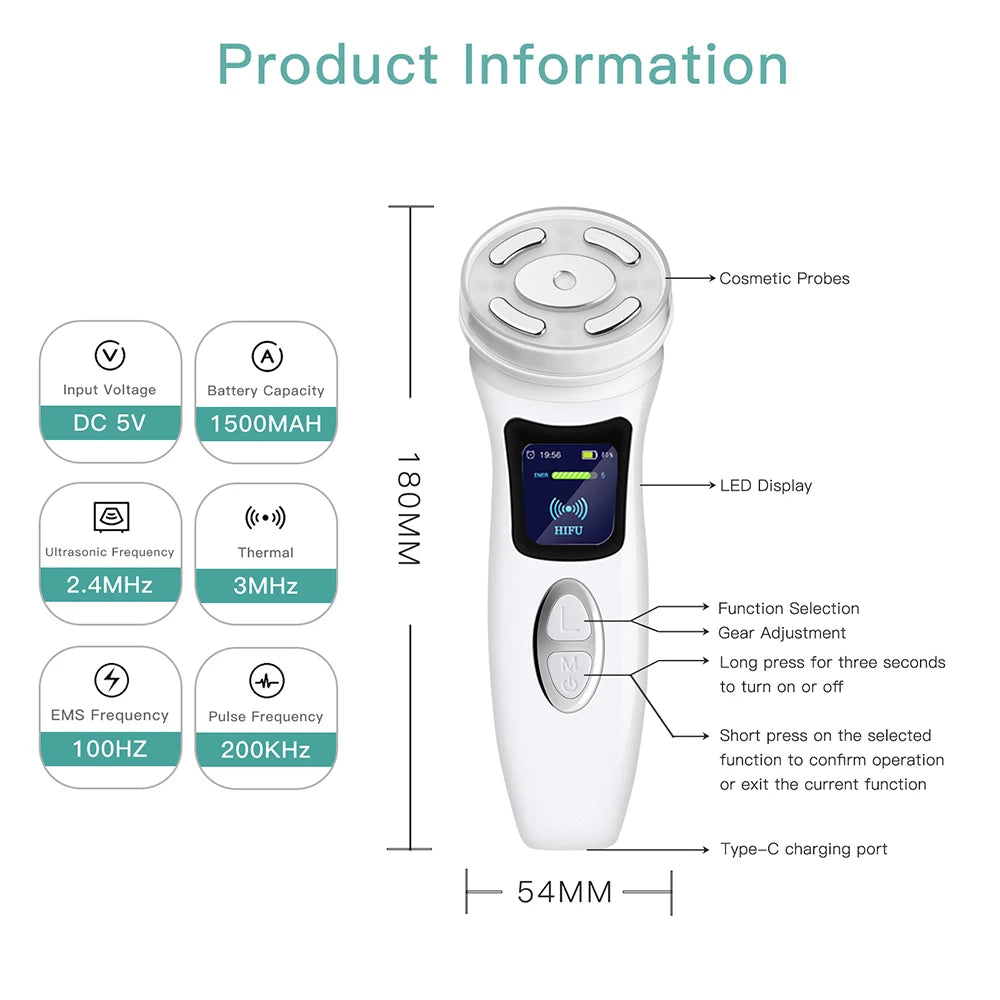 MINI HIFU 4th Generation Lifting Machine EMS Warm Ultrasound Facial Eye Massage Instrument Skin Firm Home Use Spa Beauty Devices