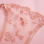 Lace Lingerie Set 3PC Sheer Bra Garter Belt Half Cup PushUp Underwear for Women