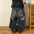 American Y2K 2025 New Baggy Wide Leg Black Jeans Overszied Women Street Casual Joker Denim Pants Couple Jeans Vintage Streetwear