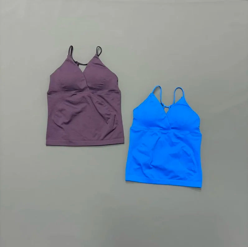 Vision Twist Front Longline Top Women Gym Tank Yoga Tops Quick Dry Thin Strap High Elastic Running Vest Push-up Fitness Vest