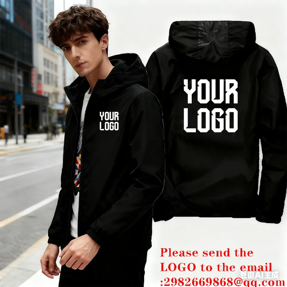 Customized Travel Team Zipper Jacket, Men's and Women's Hooded Unisex UV Resistant Waterproof Jacket, Outerwear, Spring, Summer, Ürün ana görseli