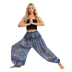 Women's Boho Wide Leg Harem Pants Adult High Waist Yoga Loose Lantern Pants Breathable Beach Trousers Vacation Printed Jagger