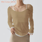 Quick Dry Long Sleeve Yoga Shirt Women Fitness Sports Top Running Gym Workout T-Shirt Female Athletic Active Wear