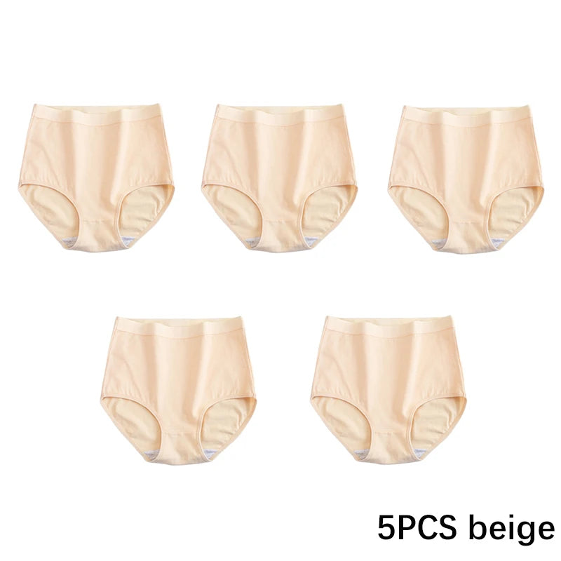 FallSweet 5PCS/set Women’s Cotton Panties Seamless Plus Size Briefs Solid Underwear Soft Breathable Underpants Female Lingerie