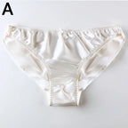 Women'S 100% Mulberry Silky Panties Fashion Lace Brief Large Size Comfortable Breathable Solid Color Lingerie Seamless Underwear