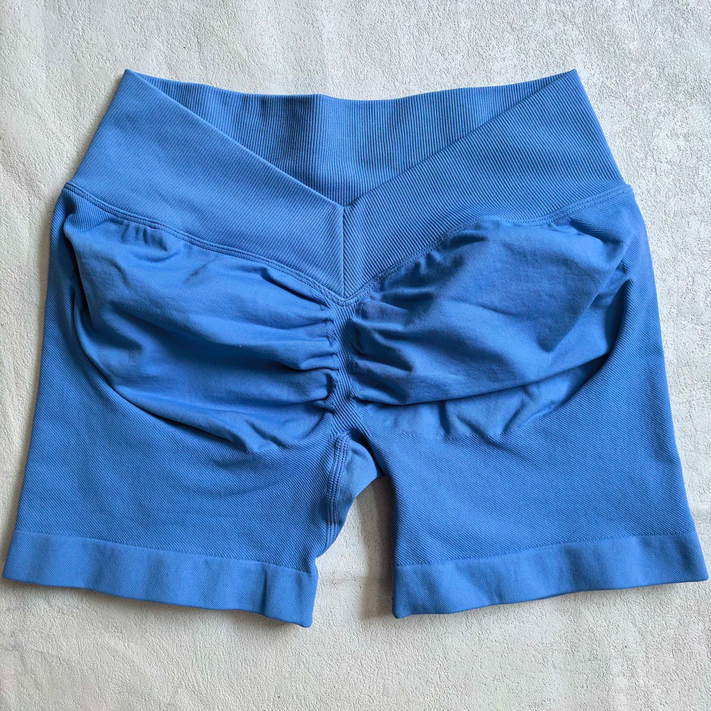 Back Scrunch Shorts Women Seamless V-Back Waist Line Scrunch Booty Shorts Fitness Workout Running Yoga Gym Shorts