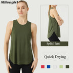 WANAYOU Sleeveless Women Yoga Shirts Quick Drying Sports Tank Tops Workout Running Vest Breathable Round Neck Gym Shirts