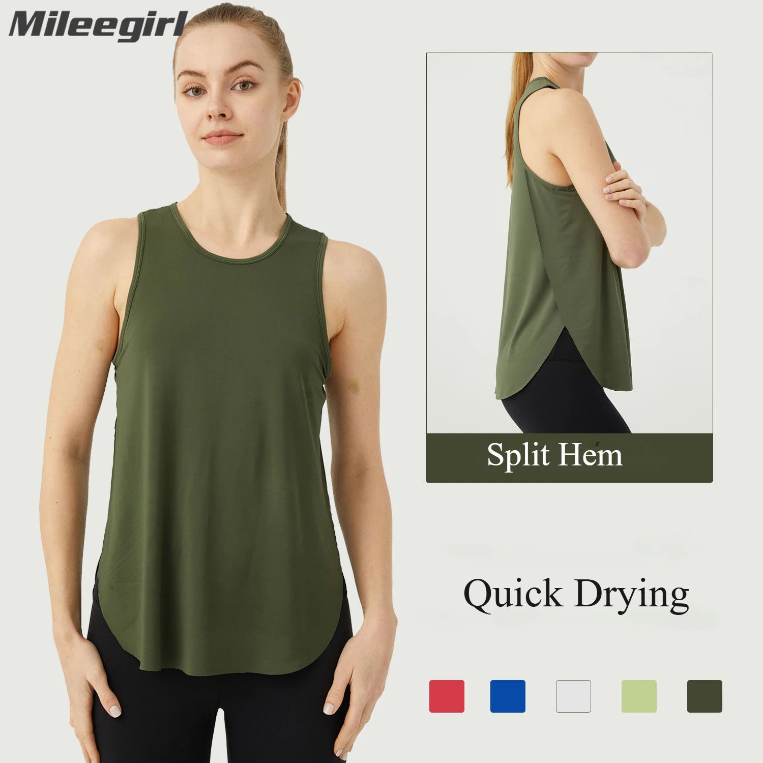 WANAYOU Sleeveless Women Yoga Shirts Quick Drying Sports Tank Tops Workout Running Vest Breathable Round Neck Gym Shirts Main image