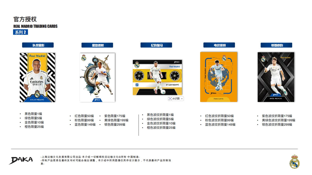 Genuine Original 2025 DAKA Real Madrid Star Cards Collection Box Limited Edition Numbered Signature Must-have for Fan Collecting
