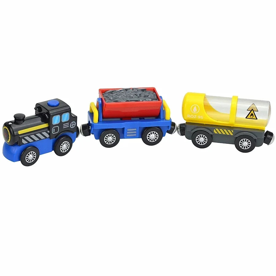 Train Track Wooden Train Toys Magnetic Set Electric Car Locomotive Diecast Slot Fit All Wood Brand Biro Railway Tracks For Kids