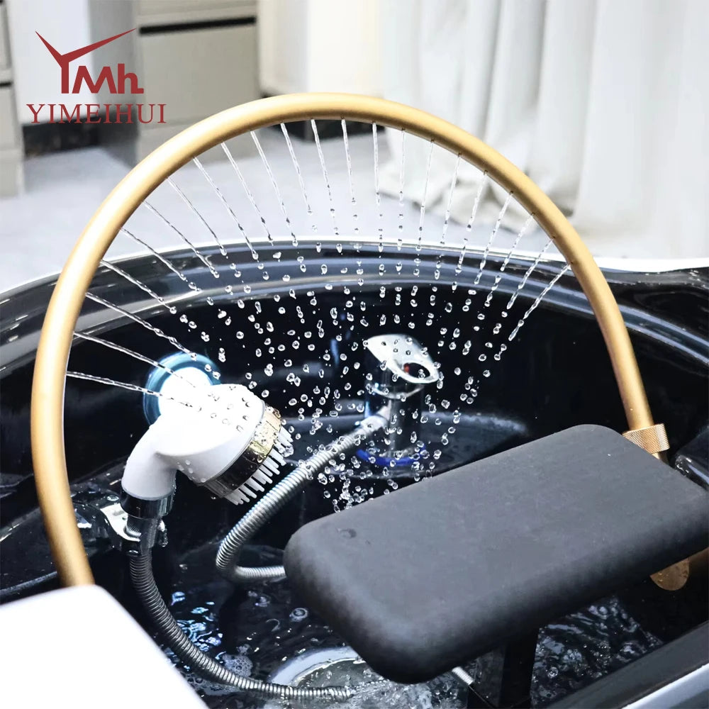 Salon Head Spa Synthetic Leather Head Therapy Beds Automatic Massage Shampoo Bed Comfortable Ergonomic Design High Density Spong
