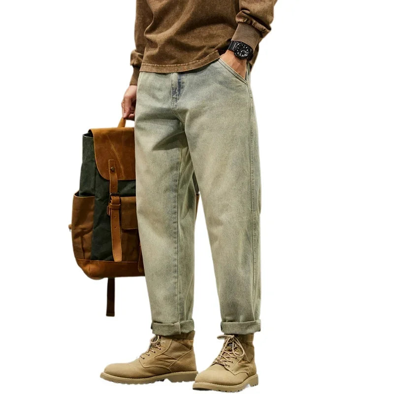 Men's 95% Cotton Jeans High Quality Loose Harem Pants Fashion Baggy Casual Outdoor Baggy Work Denim Pants Brand Men's Clothing