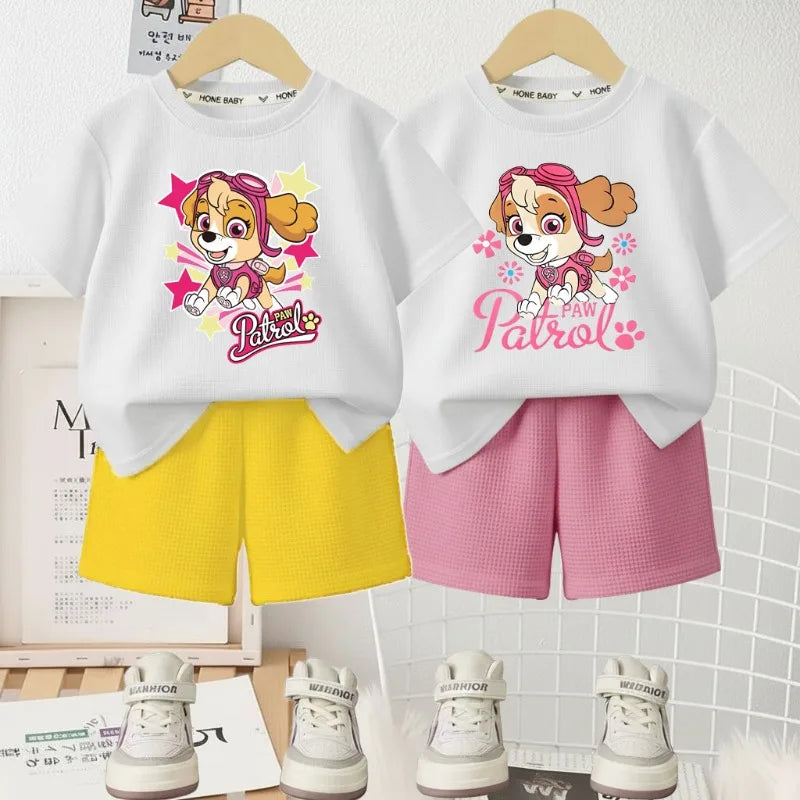 PAW Patrol Printed Summer Girls Casual Outfits Children's Shorts Sets Kids T Shirt and Shorts Two Piece Set Outdoor Sportwear Ürün ana görseli