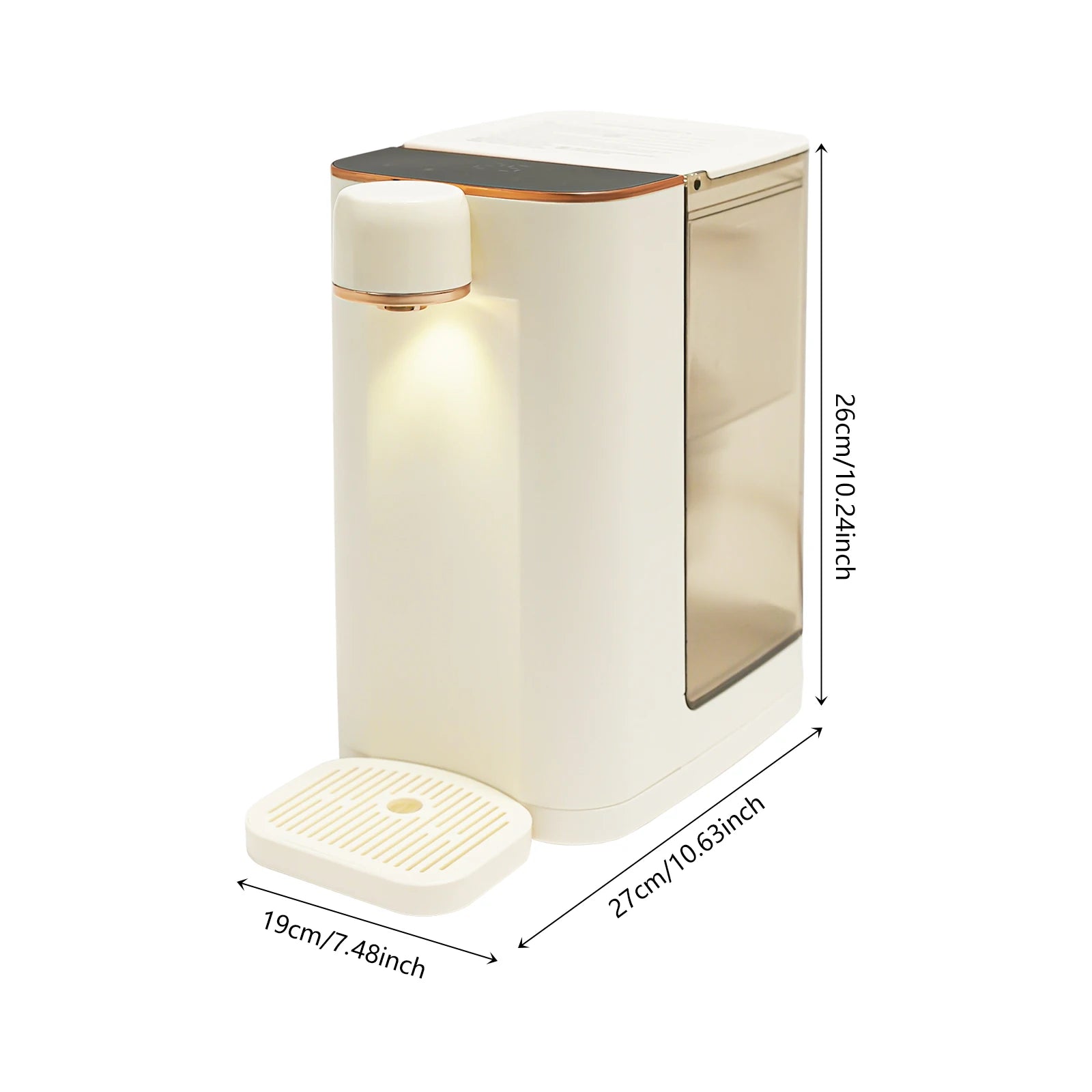 Tabletop Electric Water Dispenser, Touch Screen Design Multiple Temperature Selection Quantitative Water Discharge Function