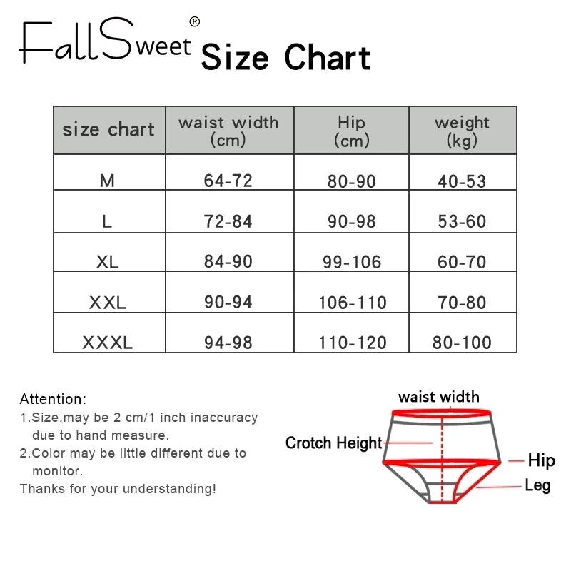 FallSweet 5PCS/set Women’s Cotton Panties Seamless Plus Size Briefs Solid Underwear Soft Breathable Underpants Female Lingerie