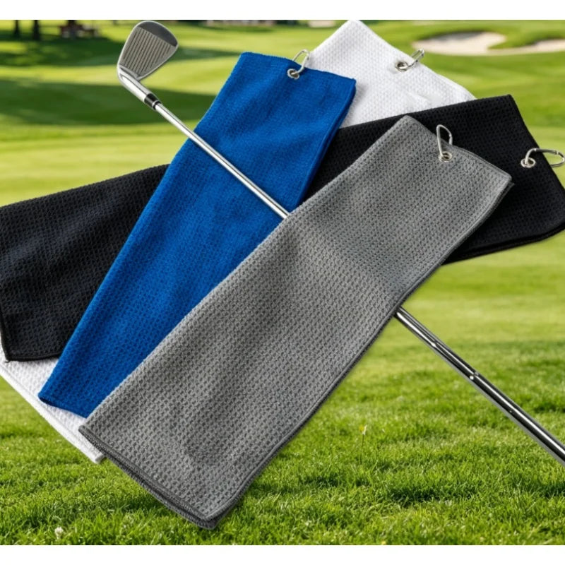 40*60CM Cotton High Water Absorption Microfiber Cleaning Towels Golf Towel with Carabiner Hook Cleans Clubs Golf Training Aids Main image