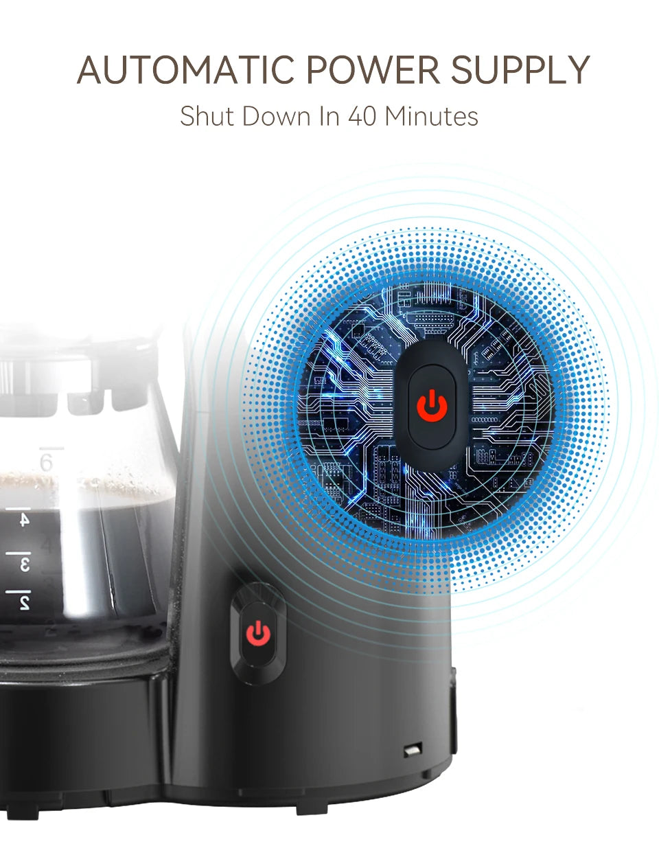 HiBREW 3 in 1 America Drip Coffee Machine Pour Over Coffee Maker Glass Teapot Hot Tea Maker  750ML H12