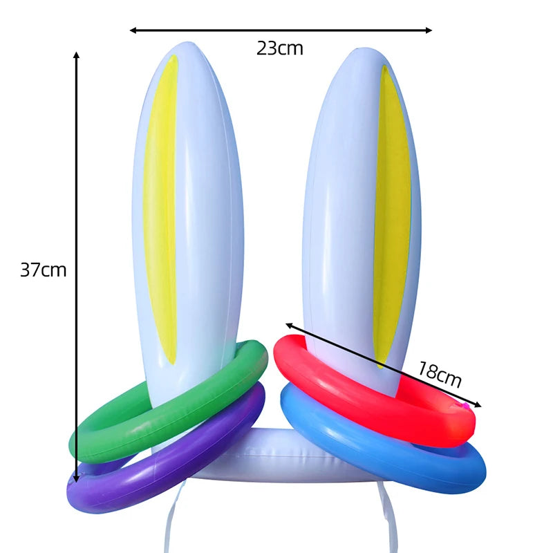 Bunny Ears Inflatable Ring Toss Party Games Kids Holiday Birthday Activity Social Indoor Outdoor Parent-child Interaction Toys