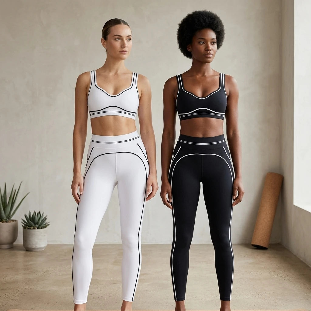 Women Striped Sexy Yoga Set, High-elasticity Quick-drying Sports Vest with Trousers, Fitness Gym Workout Outfit for Daily Sports Ürün ana görseli