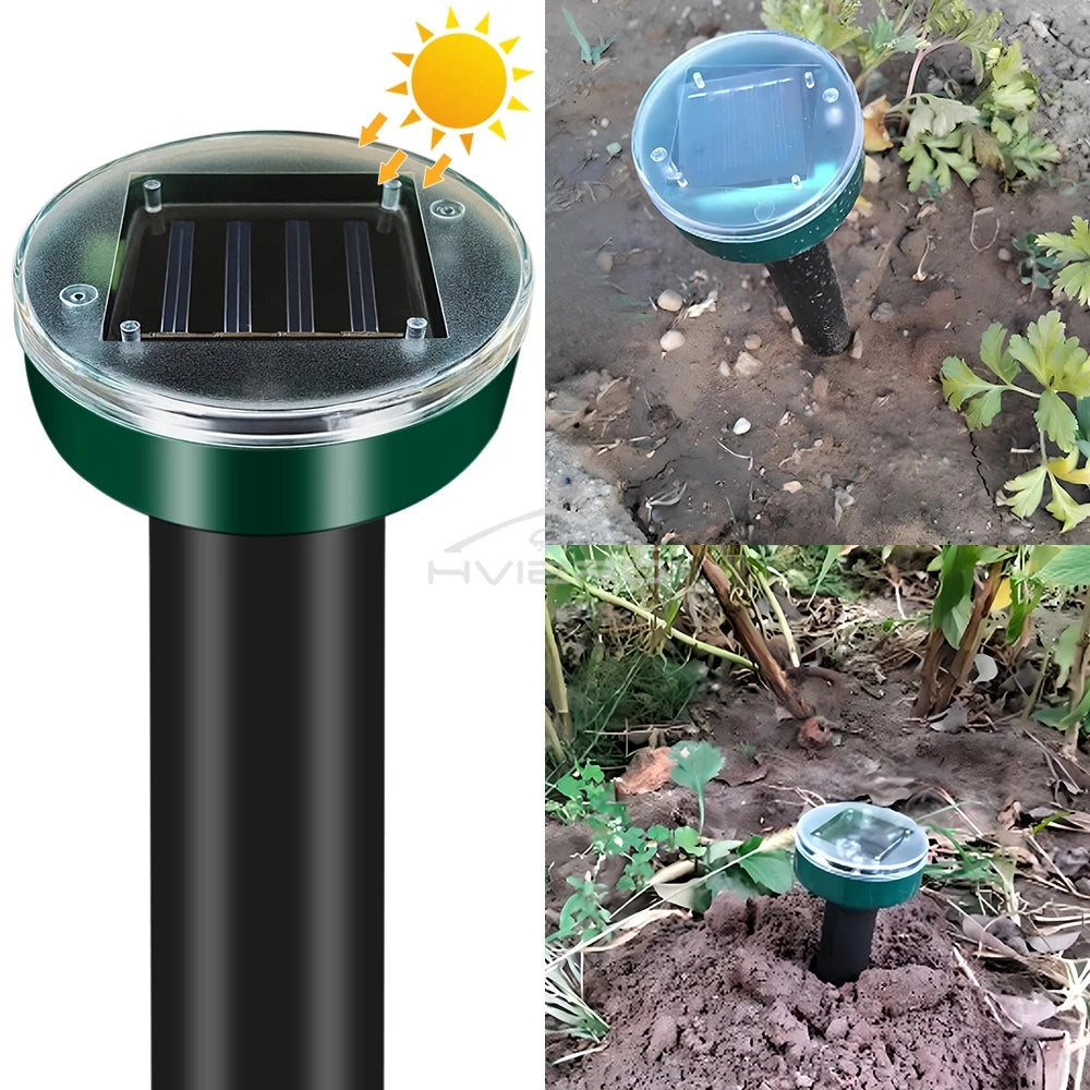 4/8X Solar Repeller Powered Ultrasonic Sonic Mouse Mole Pest Rodent Repellent Vibration Wave Yard Outdoor Garden Lawn Farm Field
