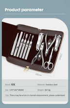 KK 11 in 1 Manicure Tools Professional Nail Clippers Set Stainless Steel Nail Cutter Pliers Scissors Kit Foot Care Hand Care