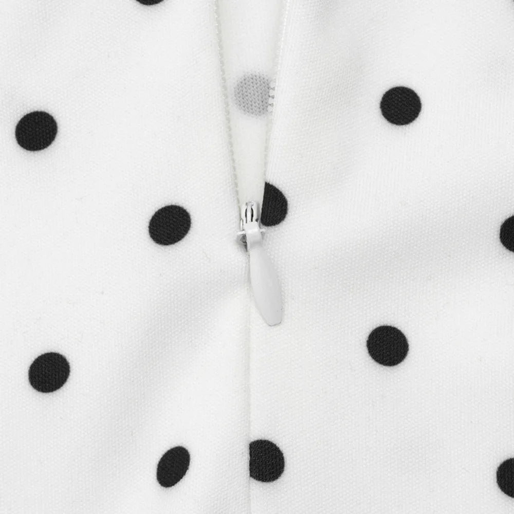 Talenza White Polka Dot Long Dress Summer Sexy High-Waisted Vintage Print Sleeveless Dress Casual Party Vacation New Women Dress