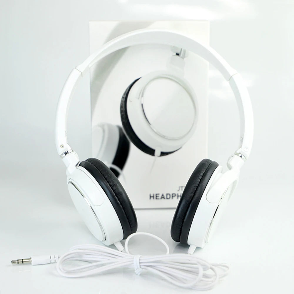 3.5mm Wired Headphones Foldable Adjustable Headphones Bass Stereo Fashion Music Earphones Supplies for MP3 Host All Smartphones