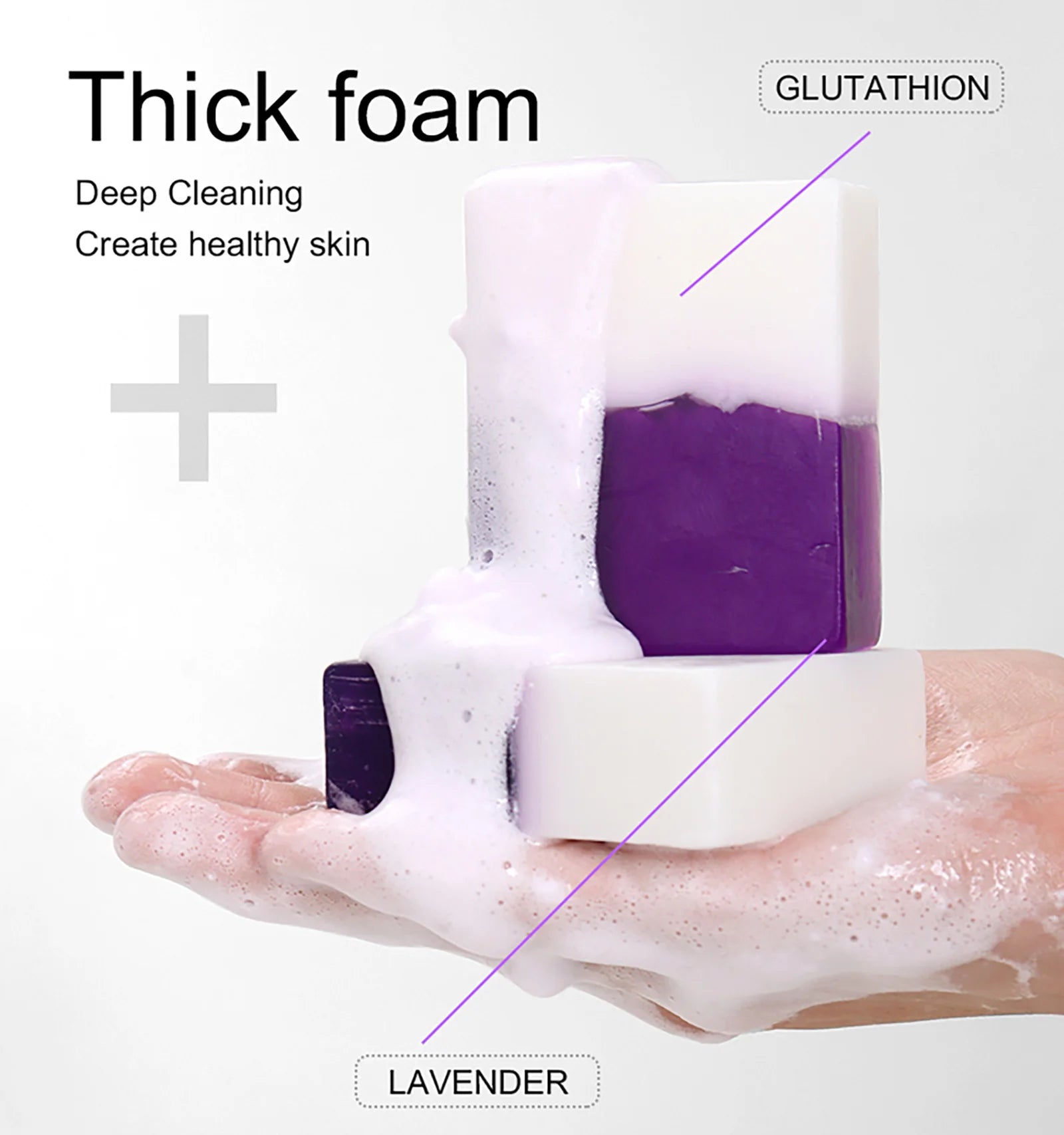 AILKE Double Glutathione PLUS Whitening Soap Bar, Reduce Dark Spots, Deep Clean Skin, Natural Lavender Scented for Face & Body