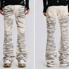 Y2K Black Washed Embroidered High-waisted Oversized Jeans Men European and American Retro Classic Loose Wide-leg Straight Pants
