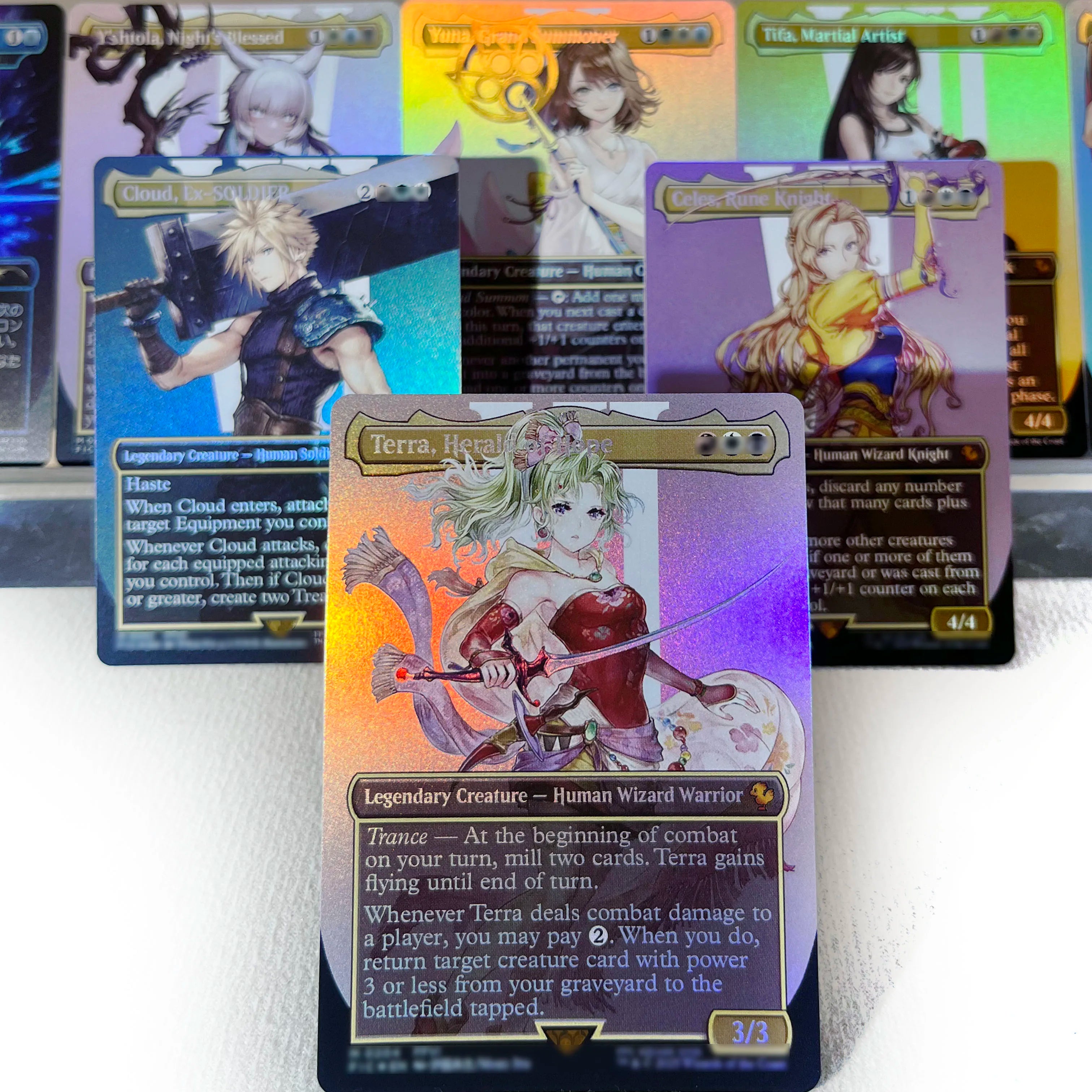 FCA FIN FIC PIP LTR FOIL4-002 magical cards Ancient Copper Dragon Tcg proxy Traveling Chocobo Celes, Rune Knight gathering