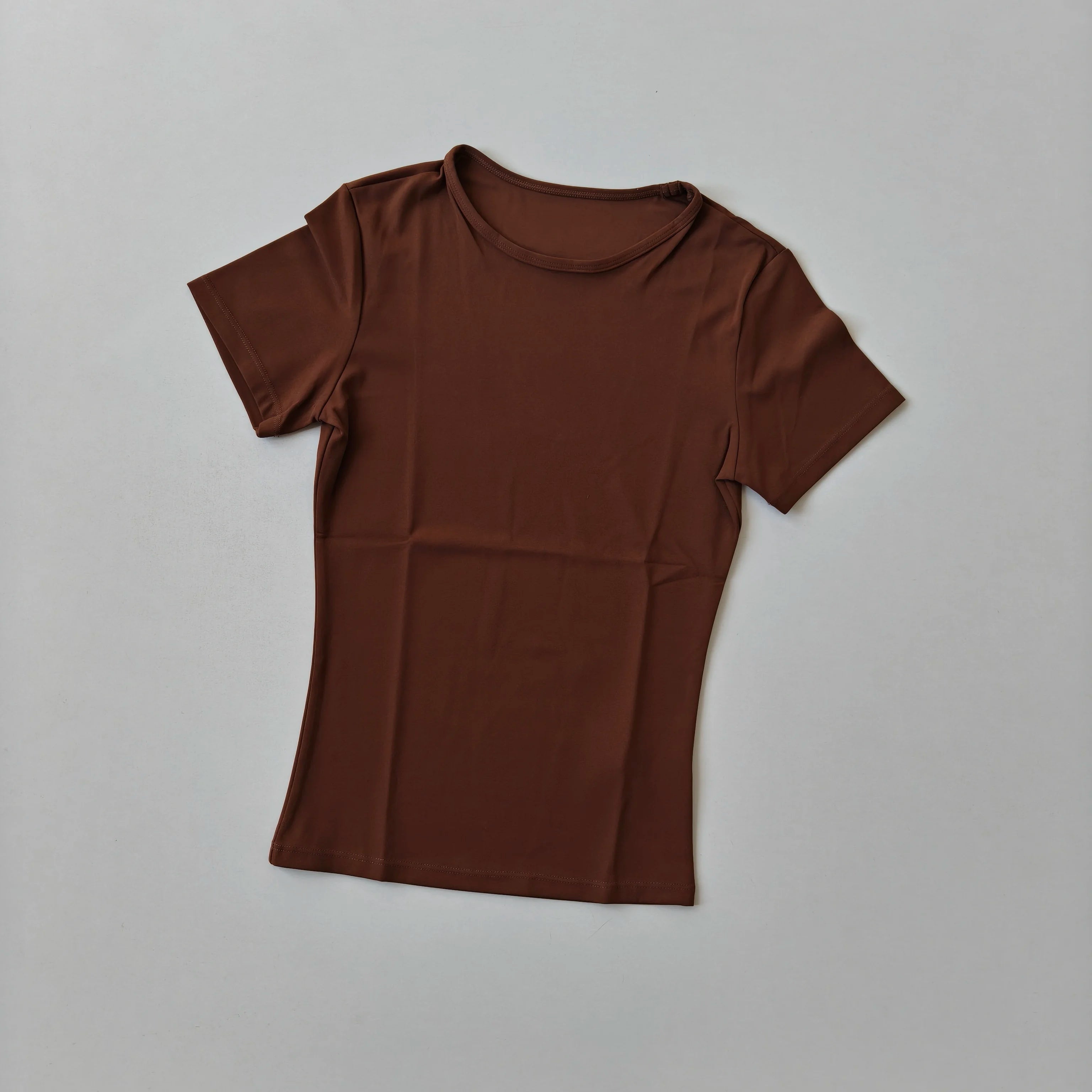 Nude-sensing Solid Color Yoga Clothes for Short-sleeved Women's Quick-drying Elastic Tight T-shirt Fitness Clothes Top Clothing