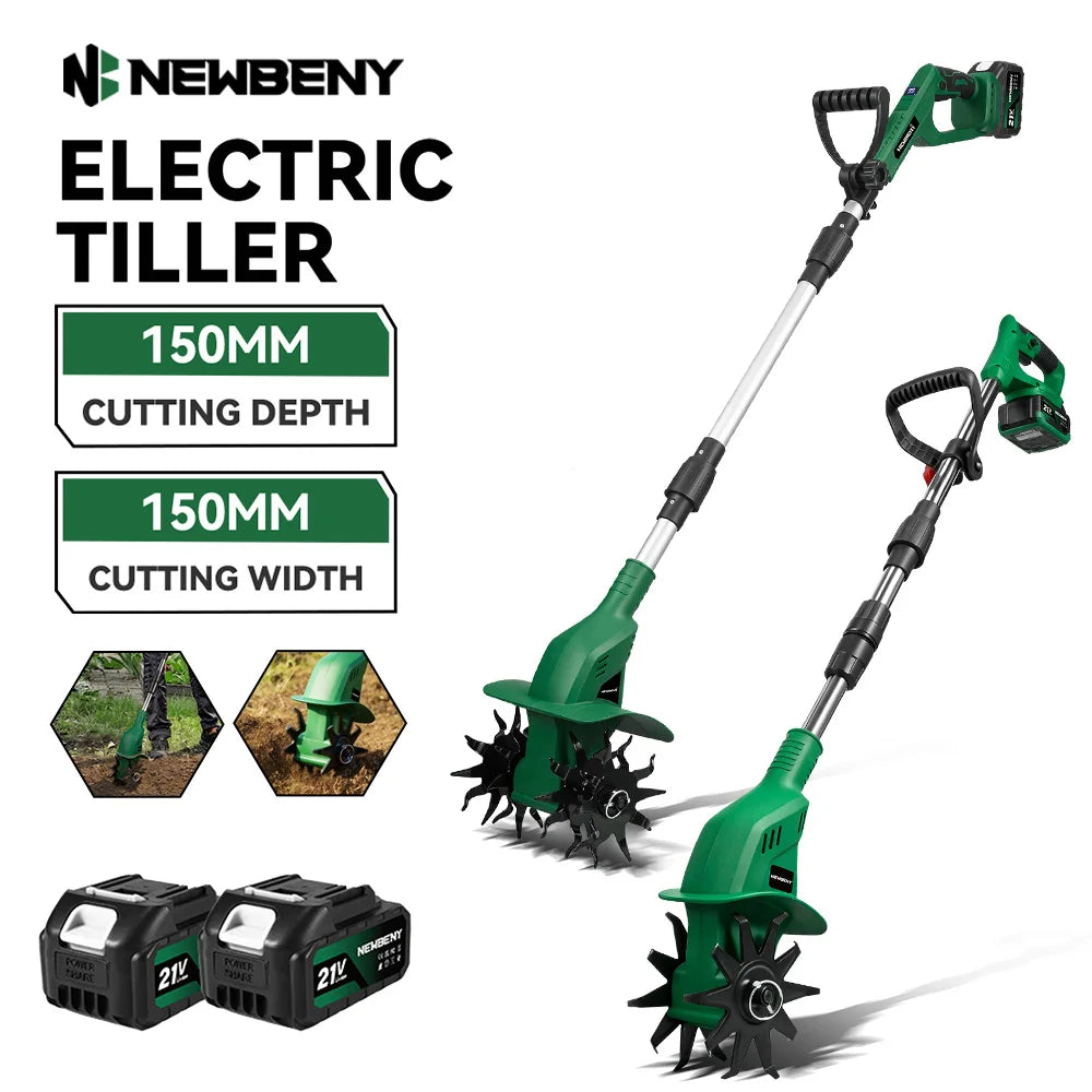 NewBeny Electric Garden Tiller Cultivator Scarifier Foldable Rototiller Soil Loosener Garden Tool Ürün ana görseli