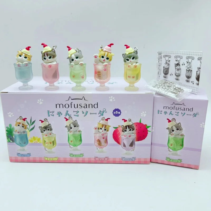 In Stock New Mofusand Cat Pudding Cold Drink Pendant Mini Figures Blind Box Anime Figures Ornaments Dolls Birthda Xmas Gifts Toy