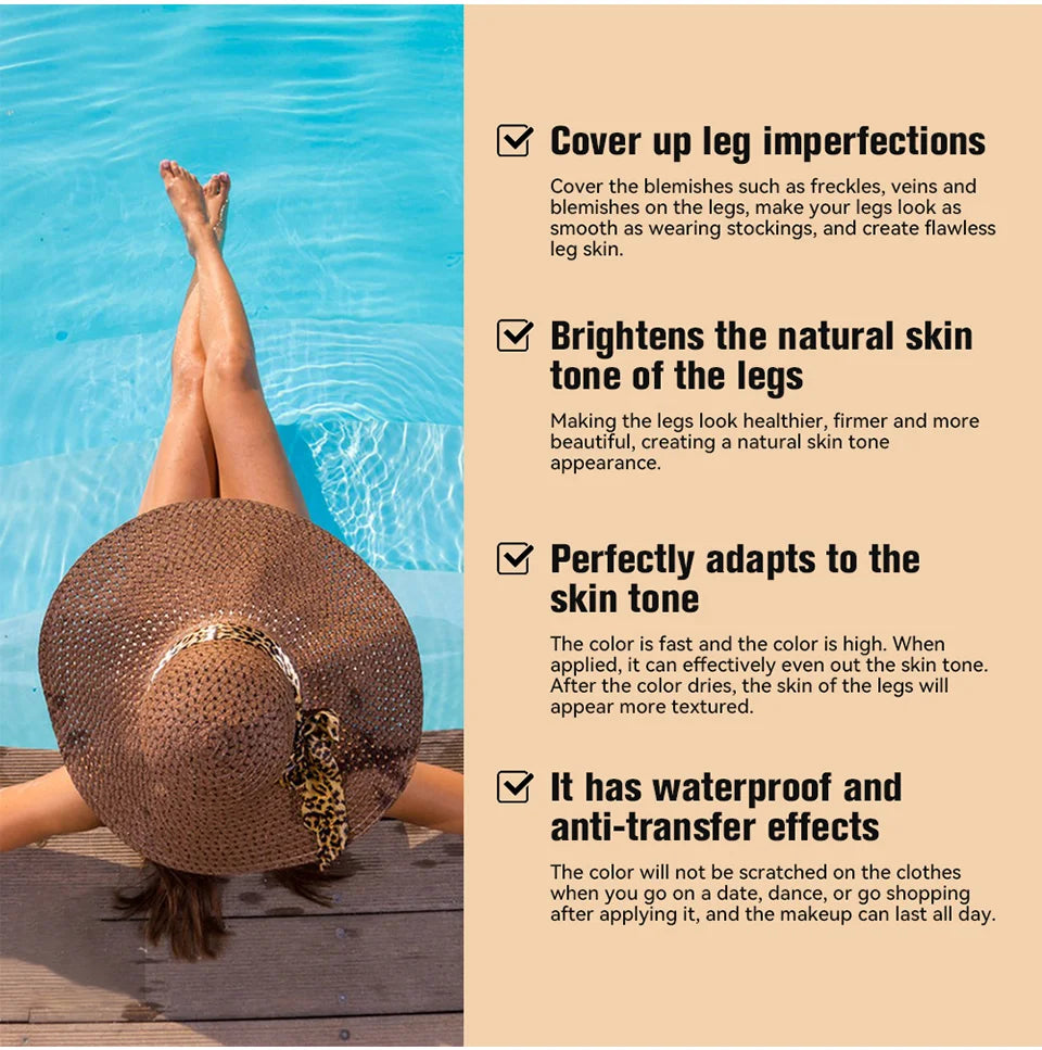 Waterproof Body Foundation With Free Powder Puff Bronze Leg Makeup Long Lasting Tanning Cream 100ml 3 Colors