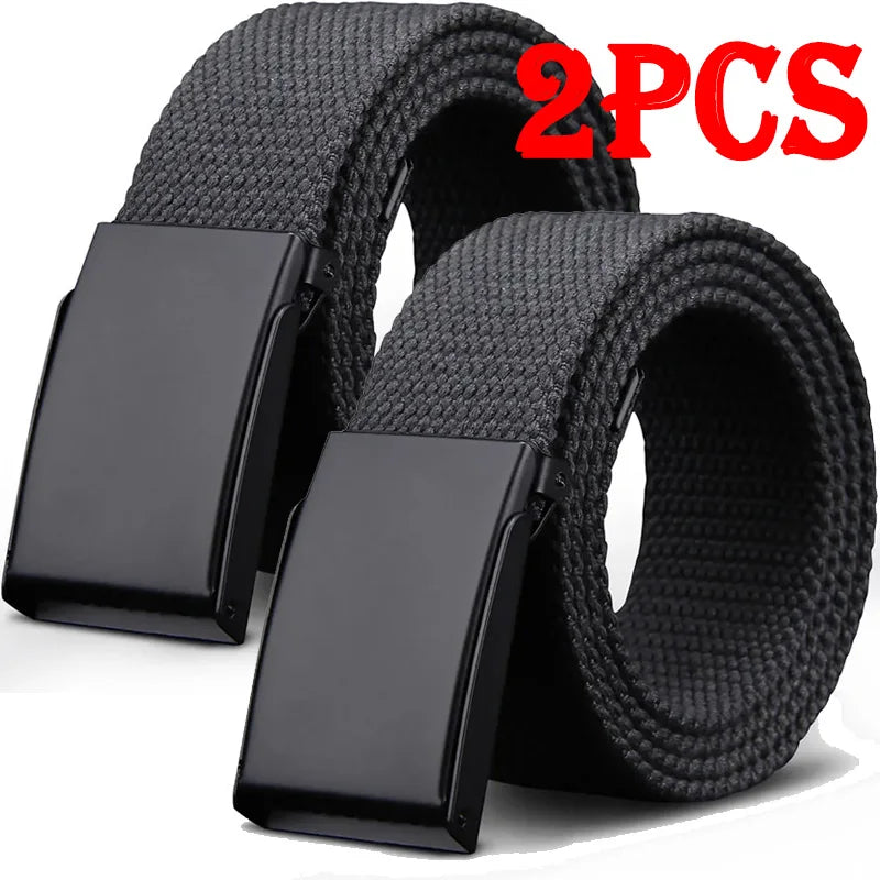 1/2pcs Canvas Nylon Belt Men Black Automatic Buckle Unisex Women Large Big Size Jeans Belts Plus LONG Extra Size 160 150 140cm Ürün ana görseli